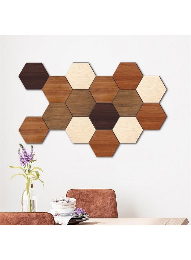 KimDaro Wooden Multi Color Wall Art Decals, 15 PCS 3D Hexagon Wall Tiles for Office, Living Room, Bedroom, Home - Image 5