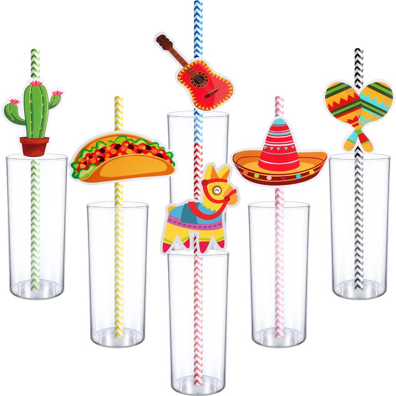 Blulu 72 Pieces Cinco De Mayo Fiesta Paper Striped Straws Mexican Straws for Fun Fiesta Taco Party Supplies  Luau Event Photo Props  Mexican Theme Carnivals Festivals  Wedding  Birthdays Party Favors - Image 1