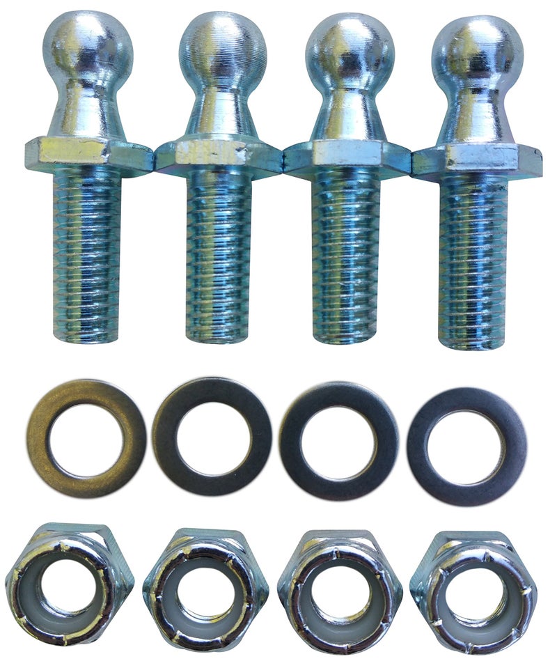 JQuad (4 Pack) 10mm Ball Studs with Hardware - 5/16-18 Thread x 3/4" Long Shank - Gas Lift Support Strut Fitting - Image 1
