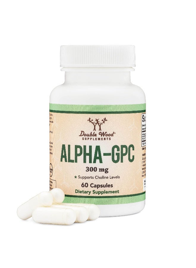 Double Wood Supplements Alpha GPC Choline Capsules 60 Count 600mg Servings Brain Support Aid that Supports Focus Memory Motivation and Energy Made in the USA Brain Support Supplement by Double Wood Supplements - Image 1