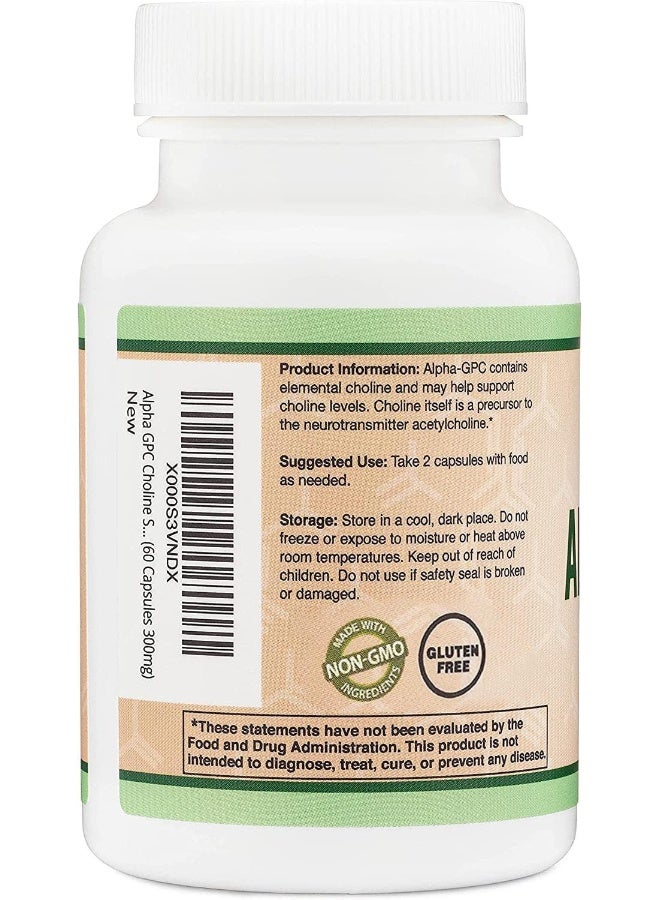 Double Wood Supplements Alpha GPC Choline Capsules 60 Count 600mg Servings Brain Support Aid that Supports Focus Memory Motivation and Energy Made in the USA Brain Support Supplement by Double Wood Supplements - Image 4