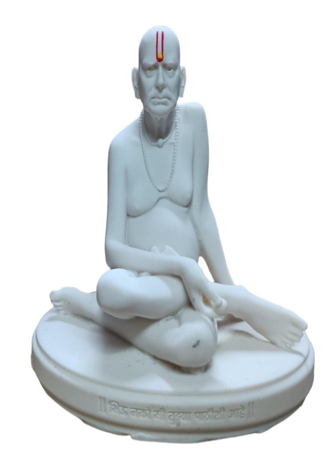 KariGhar Marble Swami Samarth Idol Perfect for Car Dashboard and Housewarming White 3 Inch - Image 4