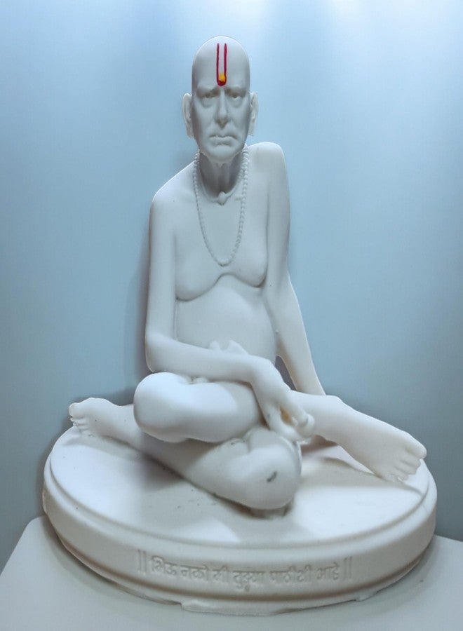 KariGhar Marble Swami Samarth Idol Perfect for Car Dashboard and Housewarming White 3 Inch - Image 1