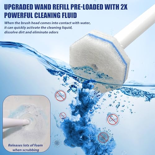 HOMEBETTER Disposable Toilet Brush with 30 Brush Heads, 3-in-1 Toilet Cleaning System Set-2 Ergonomic Toliet Wand, 2 Compact Holder, 30 Pre-Filled Cleaning Solution Refills for Deep Scrub Toilet. 2 Pack. - Image 3