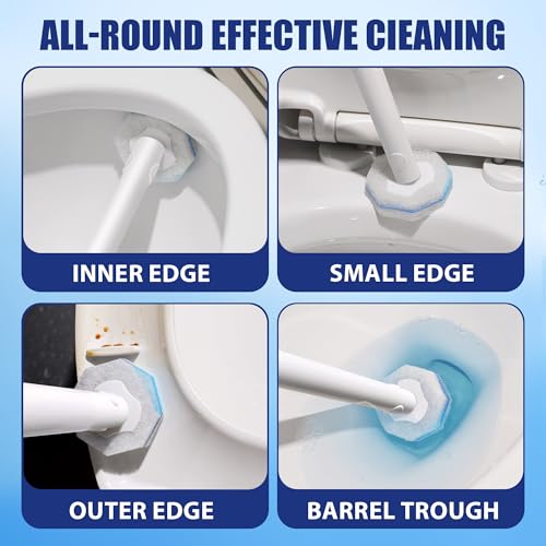 HOMEBETTER Disposable Toilet Brush with 30 Brush Heads, 3-in-1 Toilet Cleaning System Set-2 Ergonomic Toliet Wand, 2 Compact Holder, 30 Pre-Filled Cleaning Solution Refills for Deep Scrub Toilet. 2 Pack. - Image 5