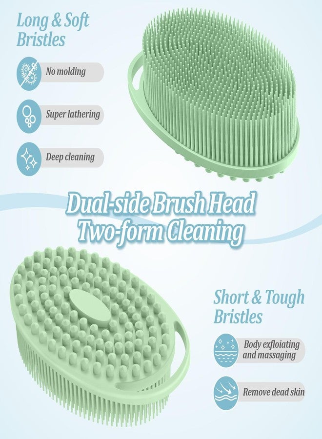 GEENOA Soft Silicone Body Scrubber Set, 2PCS Dual-Side Silicone Loofah for Gentle Exfoliating and Scalp Massaging, Hygienic Shower Scrubber Shampoo Brush for Kids, Women, Sensitive Skin(Black+Green) - Image 4