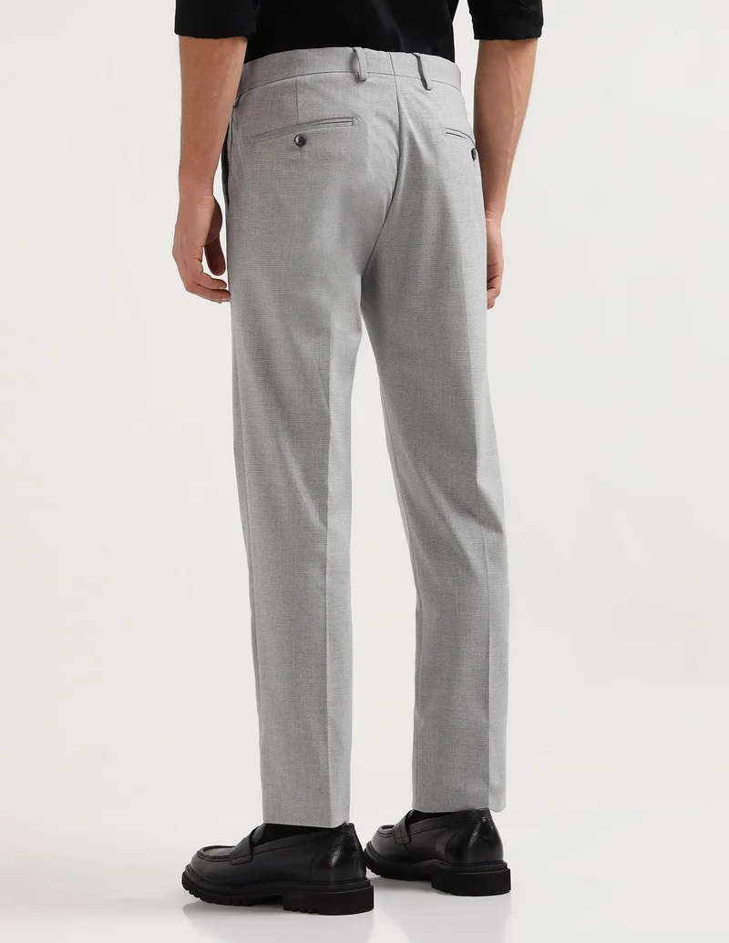 Arrow Light Grey Heathered Regular Fit Trousers for Men | Best Price UAE
