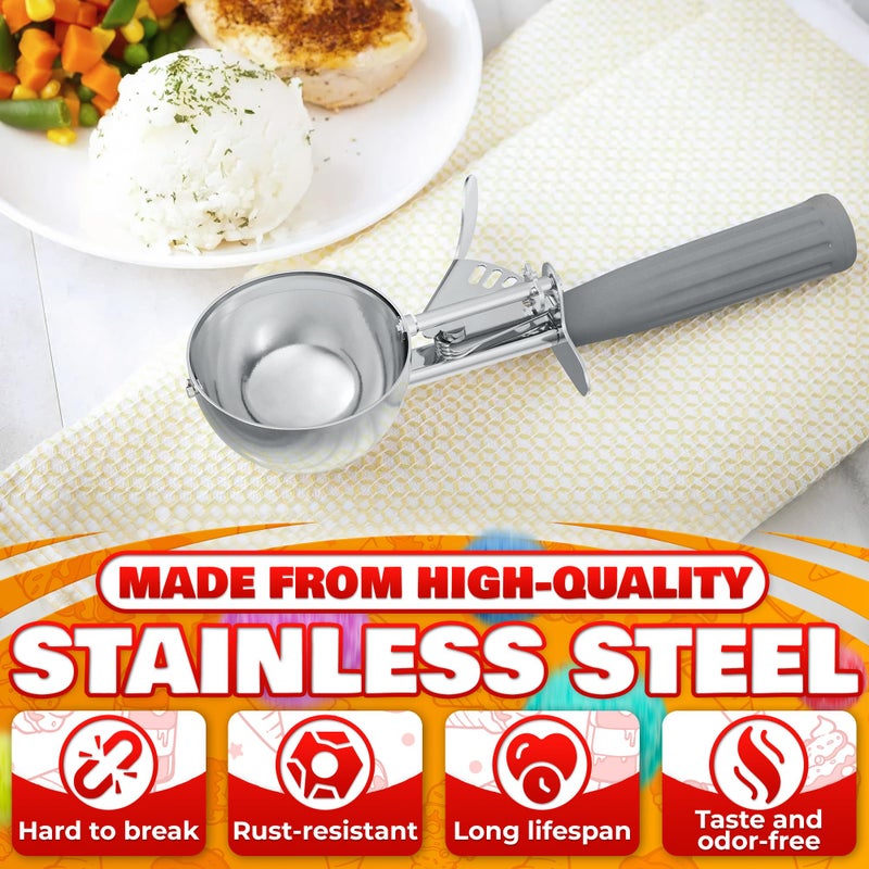 Reluen Stainless Steel Ice Cream Scoop With Trigger - #8 Stainless Steel Ice Scoops For Cookie Dough Measuring Scoops Metal Cup Cake Makers- 4 Oz Portion Scoops For Food Cookie Scoops For Baking - Image 3