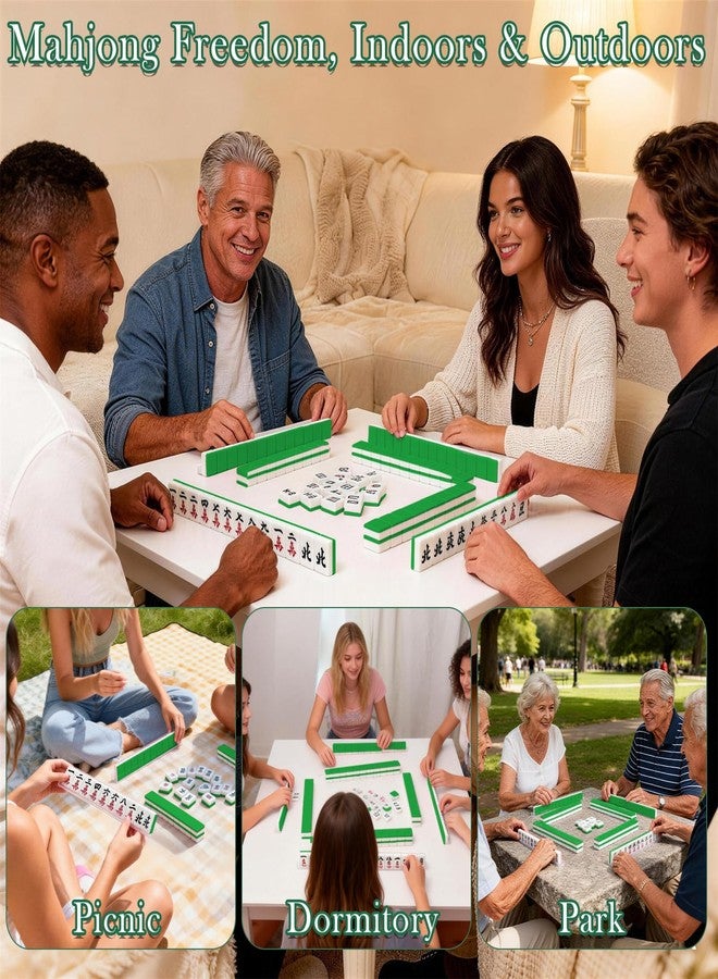 Kasmena Chinese Mahjong Tiles Set,30mm 144 Mahjong Game with Portable Storage Bags, 4 Racks, Scoring, Plastic Coins Dices for Adults & Enthusiasts - Image 5