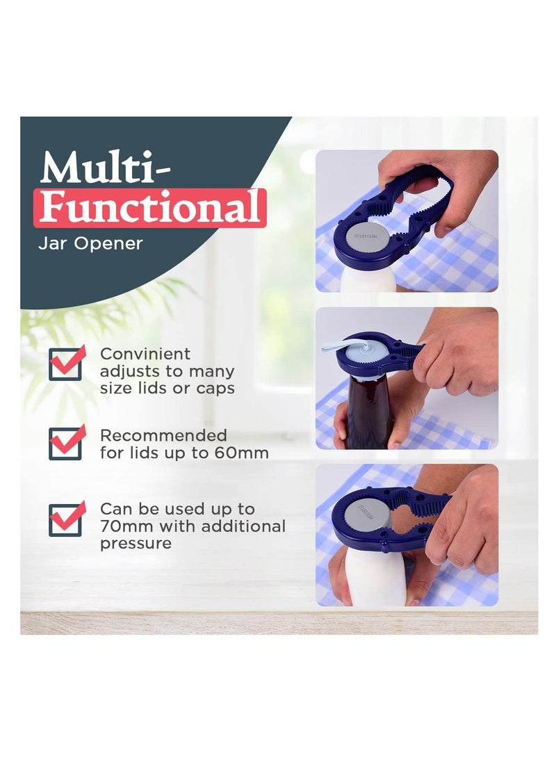 Generic - Jar Opener Screw Top Bottle Opener for Arthritic Hands Water Bottle Opener for Low Strength & Seniors Silicone Jar Opener Grip Bottle Top Opener Arthritis Jar Opener Screw Cap Bottle Opener (Blue) - Image 1