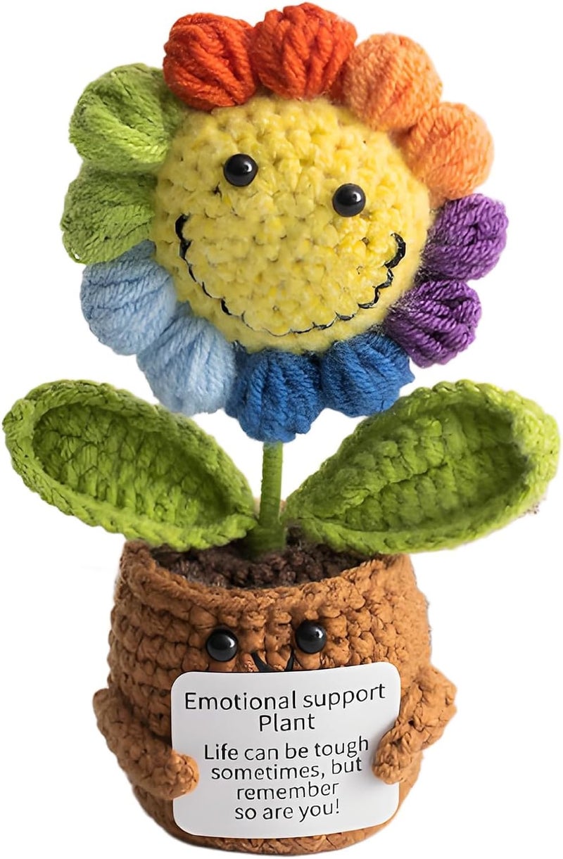 SQUISHCO Crochet Sunflower, Handmade Crochet Flower with Smiling Face for Home Decor Garden Ornament Indoor Plant Display Party Decoration - Image 1