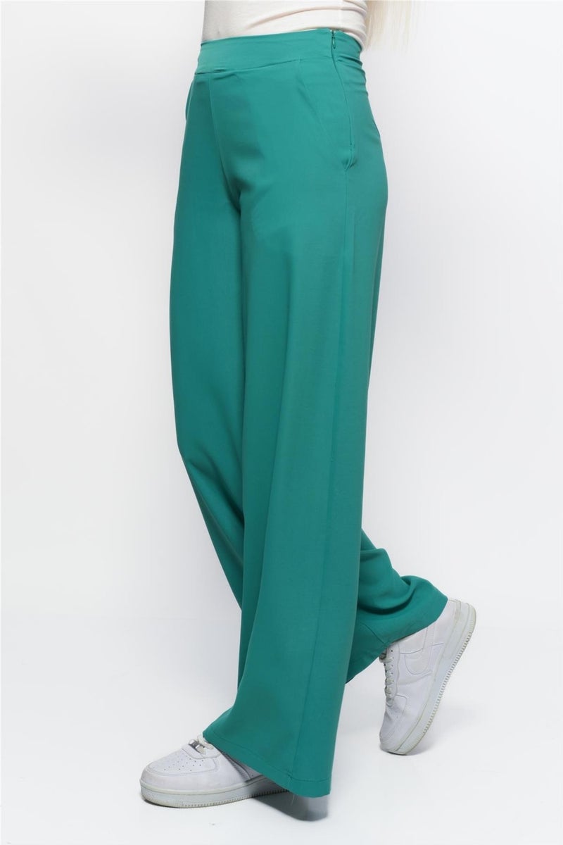 Nuseel Classic Wide Leg Cesika Trousers Petrol Blue  - Image 3