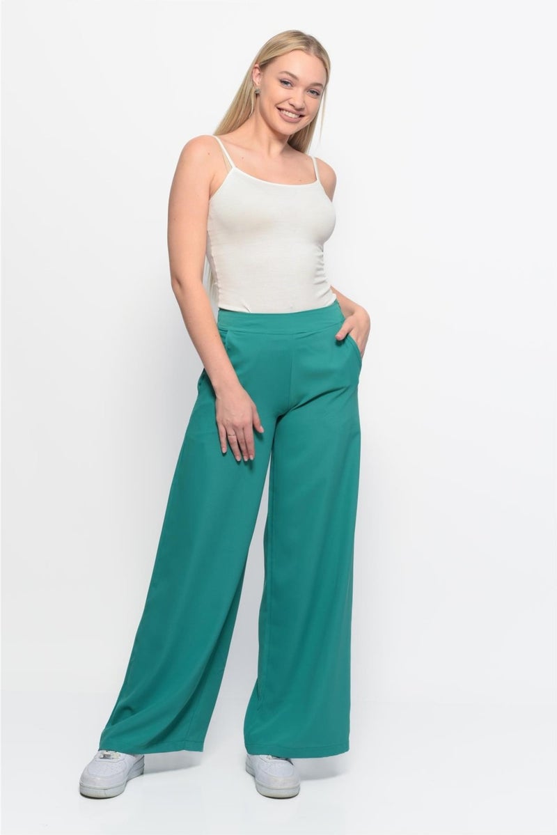 Nuseel Classic Wide Leg Cesika Trousers Petrol Blue  - Image 2