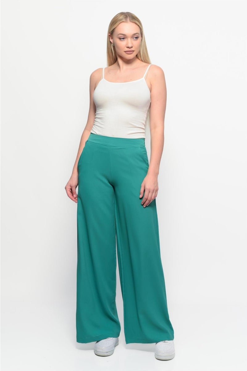 Nuseel Classic Wide Leg Cesika Trousers Petrol Blue  - Image 1