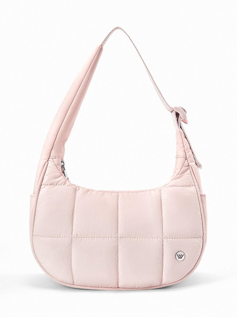 Westbronco Small Puffer Crescent Shoulder Bag For Women  Nylon Quilted Shoulder Purses  Puffy Handbags With Adjustable Strap - Image 1
