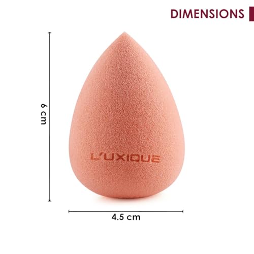 LUXIQUE Classic Beauty Blender Peach | Latex-Free Makeup Sponge for Smooth Blending of Foundation, Concealer & Creams | Unisex Soft Makeup Applicator Sponge for Flawless Finish - Image 2