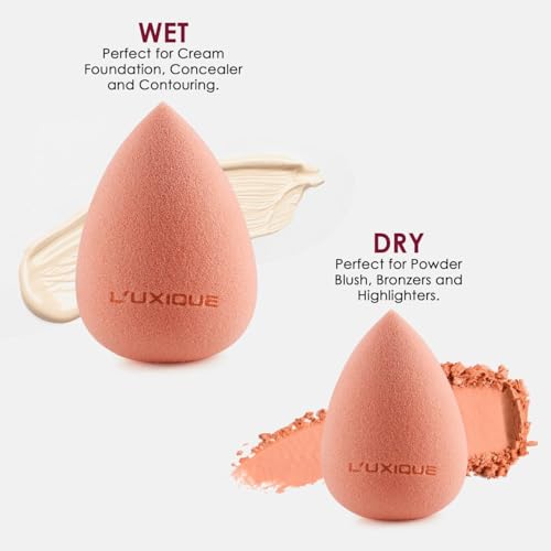 LUXIQUE Classic Beauty Blender Peach | Latex-Free Makeup Sponge for Smooth Blending of Foundation, Concealer & Creams | Unisex Soft Makeup Applicator Sponge for Flawless Finish - Image 5