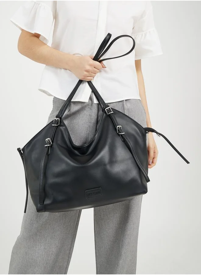 Styli Solid Hobo Bag with Zip Closure