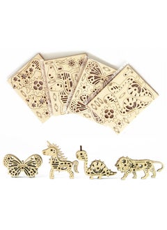 Funvention Funvention Birthday Return Gifts Pack of 12 Toys Fun Fidgets Jungle (3 x 4 DIY Miniature Mechanical Models Lion, Butterfly, Unicorn & Dino) Party Pack Return Favors for Kids Art & Craft STEM Learning  - Image 2