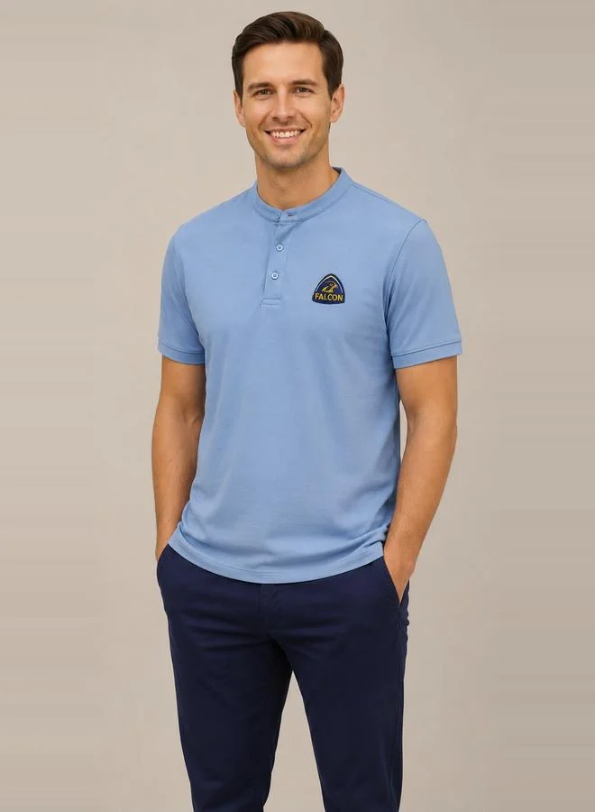 تايك تو Blue Falcon Logo Short Sleeves Henley T-Shirt By Falcon