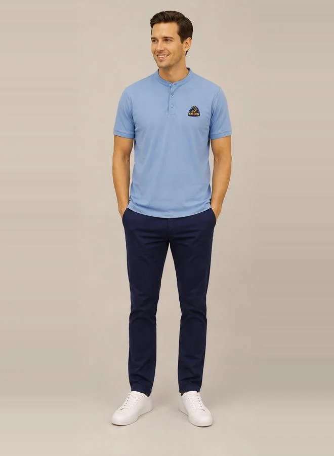 تايك تو Blue Falcon Logo Short Sleeves Henley T-Shirt By Falcon