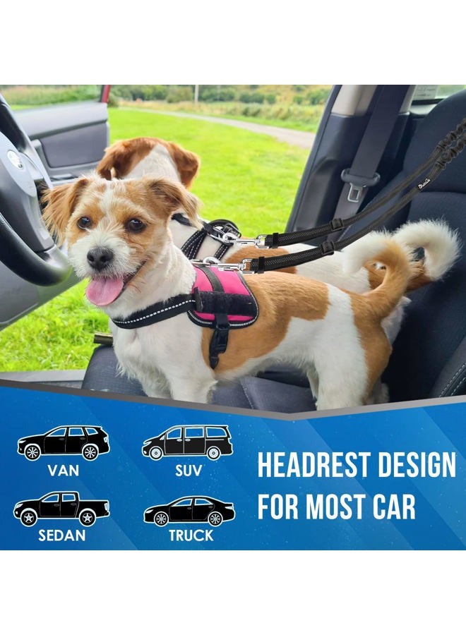 lukovee Double Dog Seat Belt, New Dual Pet Car Headrest Restraint Safety Seatbelt No Tangle Dog Leash Duty Adjust Elastic Bungee Puppy Lead Splitter Connect Harness in Vehicle Travel for 2 Dogs,Black - Image 4