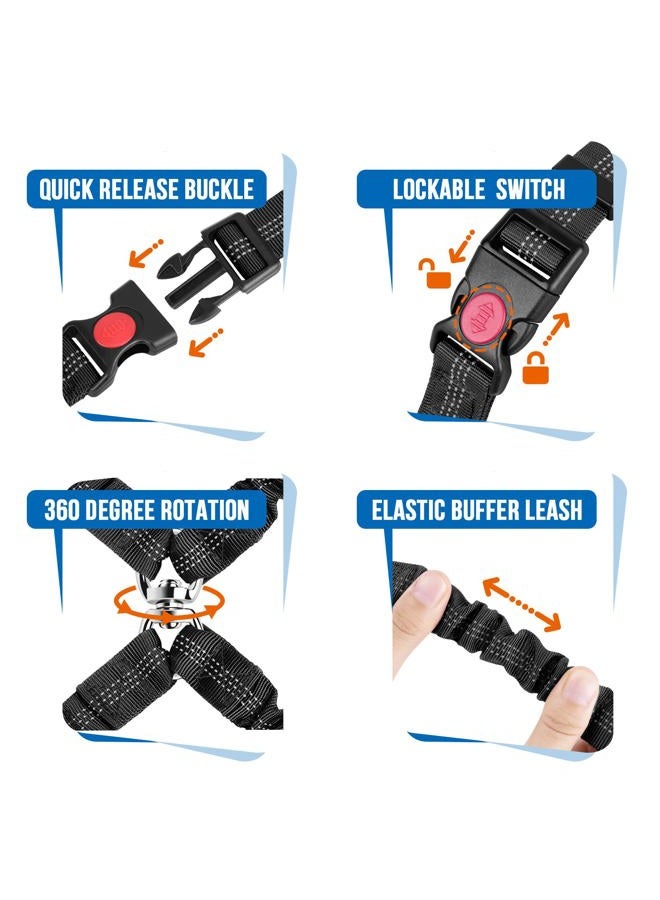 lukovee Double Dog Seat Belt, New Dual Pet Car Headrest Restraint Safety Seatbelt No Tangle Dog Leash Duty Adjust Elastic Bungee Puppy Lead Splitter Connect Harness in Vehicle Travel for 2 Dogs,Black - Image 2