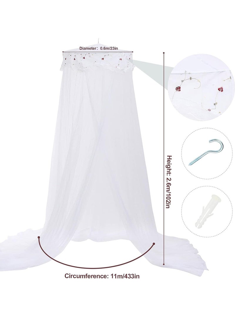 Jeteven Jeteventy Bed Canopy for Girls, Princess Bed Curtain Net for Single to King Size,Bedroom Decoration of Round Lace Dome with Stainless Steel Hook,Quick Easy Installation (White)  - Image 4