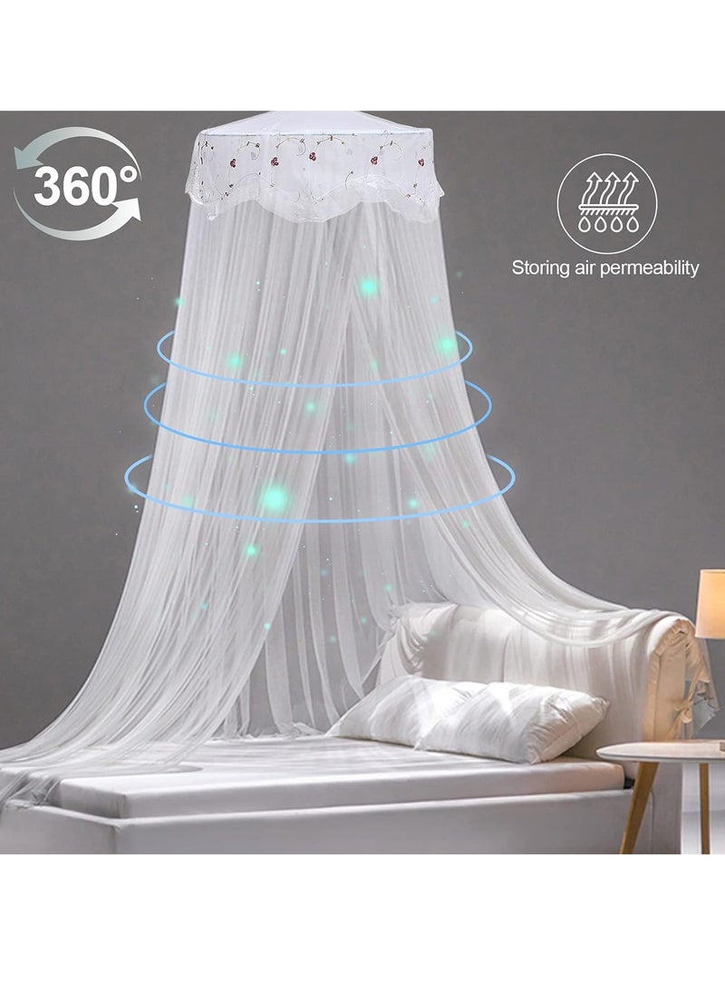 Jeteven Jeteventy Bed Canopy for Girls, Princess Bed Curtain Net for Single to King Size,Bedroom Decoration of Round Lace Dome with Stainless Steel Hook,Quick Easy Installation (White)  - Image 3