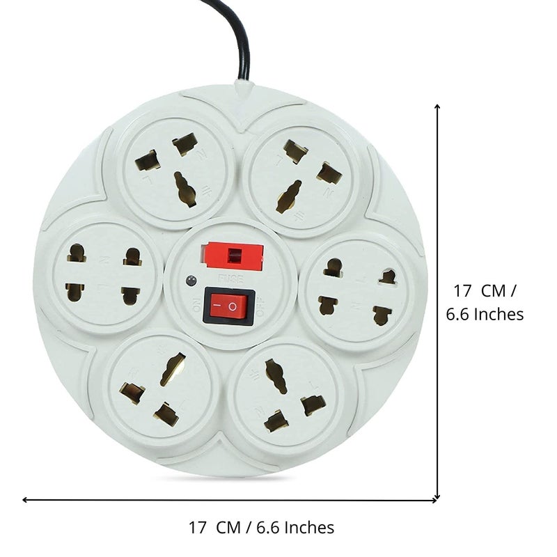FLANKER FLANKER Round Extenson Board 3 mtr longwire and 8 pin 3Socket 8pin 2Socket Power Strip with 1 Master Switch and LED Indicator Surge prtector for HomeOffice etc Pack of 1 Without USB Port  - Image 5