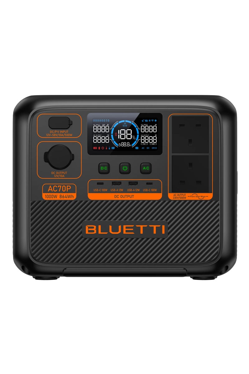 BLUETTI AC70P Portable Power Station | 1,000W 864Wh - Image 1