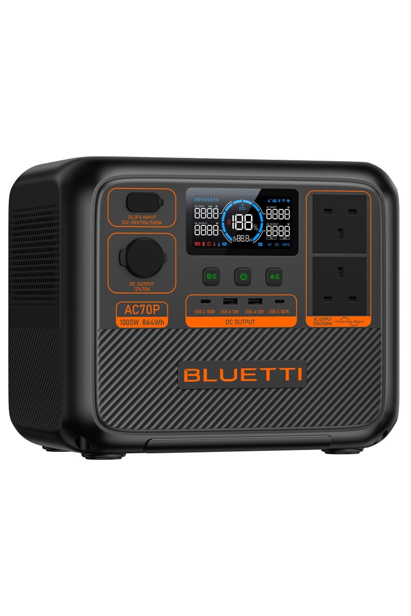 BLUETTI AC70P Portable Power Station | 1,000W 864Wh - Image 3
