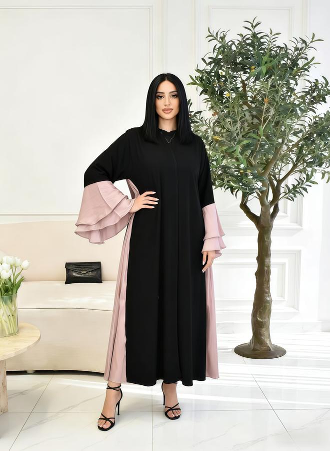 Take Two Women Color Block Pink Ruffled Sleeve Jalabiya - Image 2