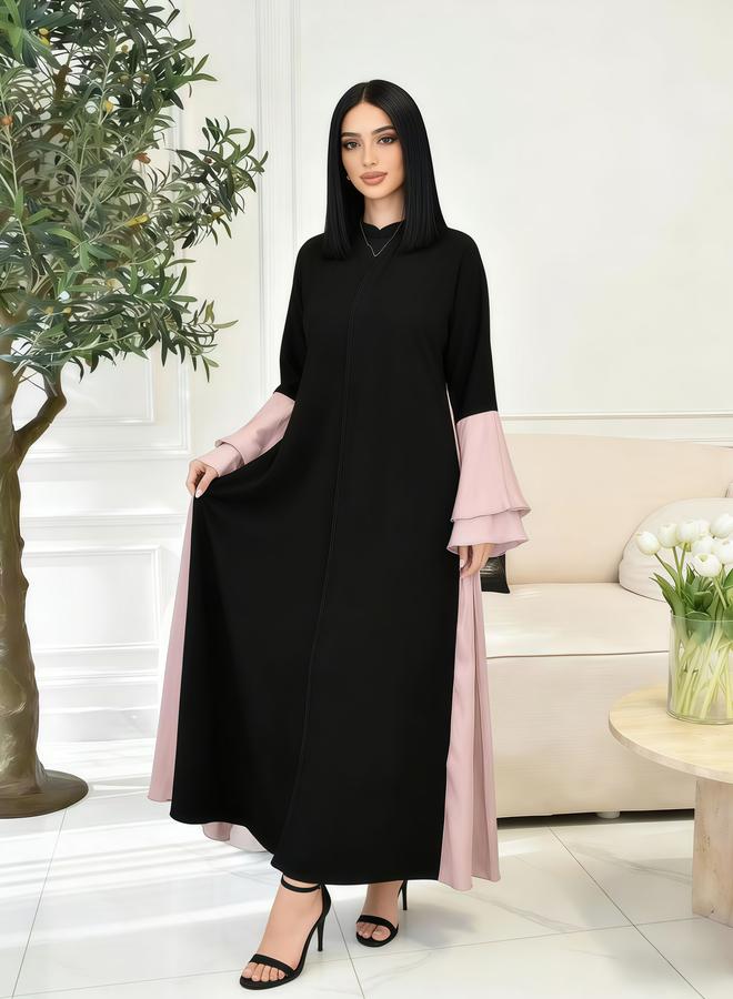 Take Two Women Color Block Pink Ruffled Sleeve Jalabiya - Image 4