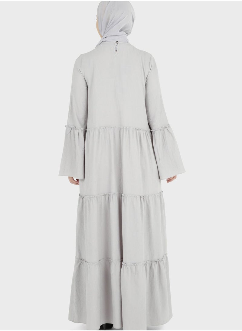 Tavin by Modanisa - Tie Neck Tiered Dress - Image 1