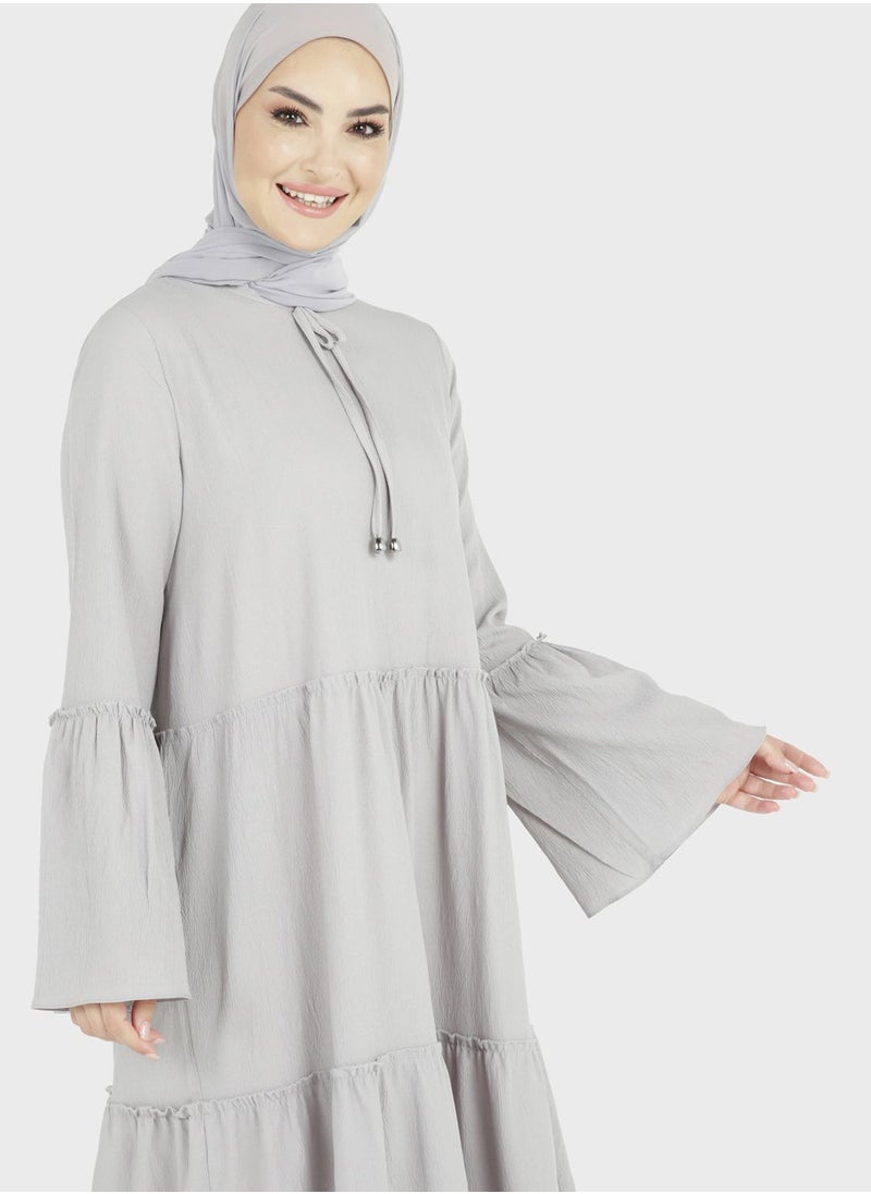 Tavin by Modanisa - Tie Neck Tiered Dress - Image 1