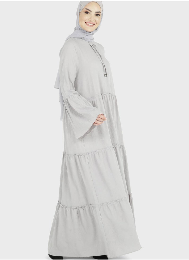 Tavin by Modanisa - Tie Neck Tiered Dress - Image 1