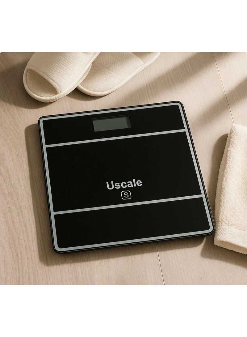 Wellmax Germany Uscale S Digital Bathroom Weighing Scale 180kg Capacity - Tempered Glass, LCD Display, Step-On Technology, Black - Image 2