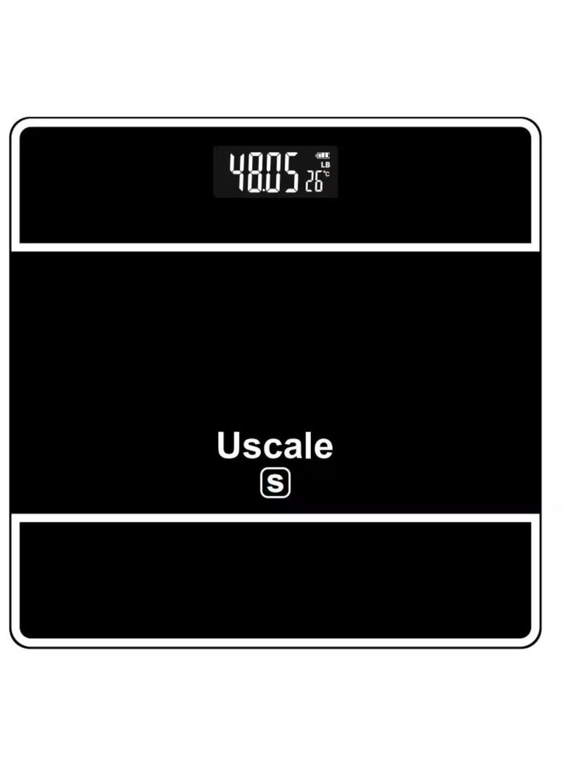 Wellmax Germany Uscale S Digital Bathroom Weighing Scale 180kg Capacity - Tempered Glass, LCD Display, Step-On Technology, Black - Image 4