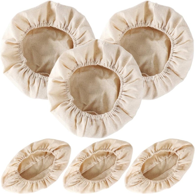 TIDTALEO 6pcs Bread Proofing Basket Linen Liner Set, Cotton Bread Banneton Cloth Covers for Sourdough Dough Fermentation, Includes 23x8cm and 25x15x8cm Oval Liners for Home Baking - Image 1