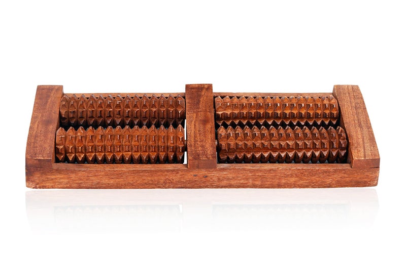 Flavoma Sheesham Wooden Foot/Feet Massager 4 Roller Stress Acupressure | Massage Roller for Back, Neck, Shoulders & Legs, Large Foot Massager for Pain Relief - Image 4