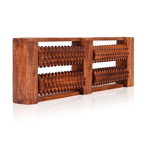 Flavoma Sheesham Wooden Foot/Feet Massager 4 Roller Stress Acupressure | Massage Roller for Back, Neck, Shoulders & Legs, Large Foot Massager for Pain Relief - Image 3