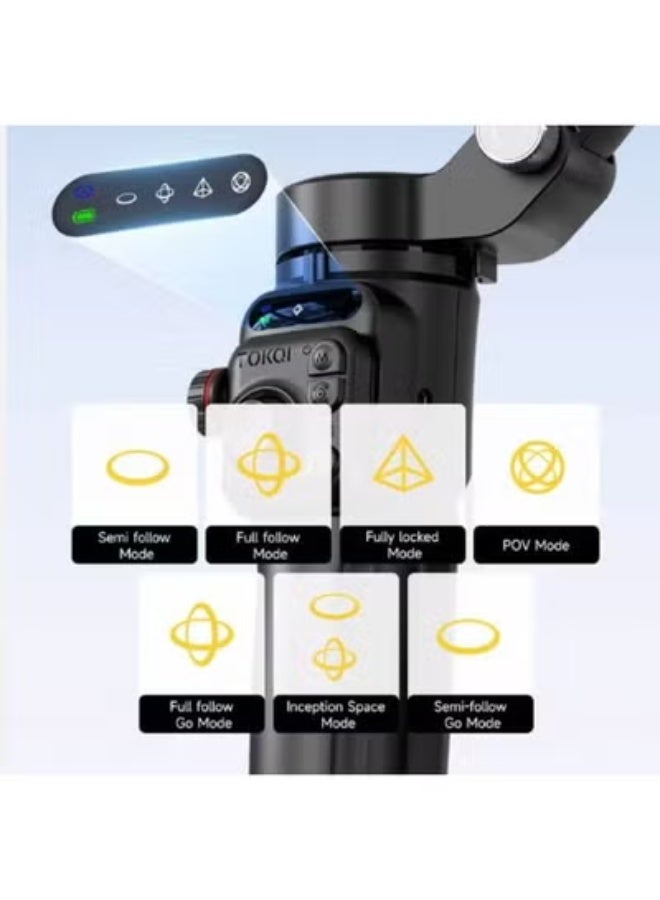 TOKQI M06 AI 3-Axis Smartphone Gimbal Stabilizer with AI Face Tracking and Selfie Stick Extension, Handheld Phone Video Stabilizer for Vlogging, Photography, Live Streaming and Content Creation - Image 5