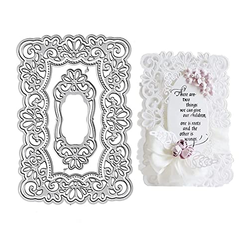 AHTOLS Lace Flowers Background Frame Cutting Dies, Lace Frame Die Cuts Metal Embossing Stencils Template Mould for Card Scrapbooking and DIY Craft Album Paper Card Decor - Image 1