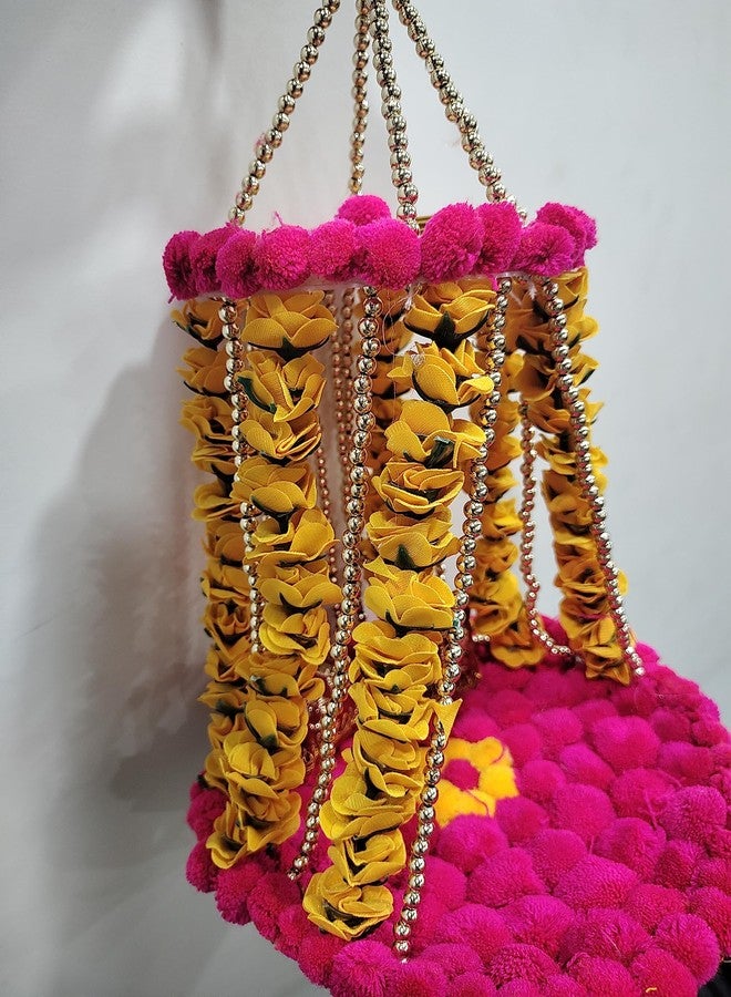 SP SELLPLUS Sellplus Jhula for Laddu Gopal - Janmashtami Jhula - Handmade Decorative Jhula Pom Pom Jhula for Kanha Ji - Image 3