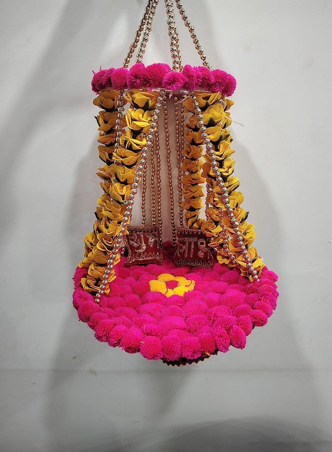 SP SELLPLUS Sellplus Jhula for Laddu Gopal - Janmashtami Jhula - Handmade Decorative Jhula Pom Pom Jhula for Kanha Ji - Image 1