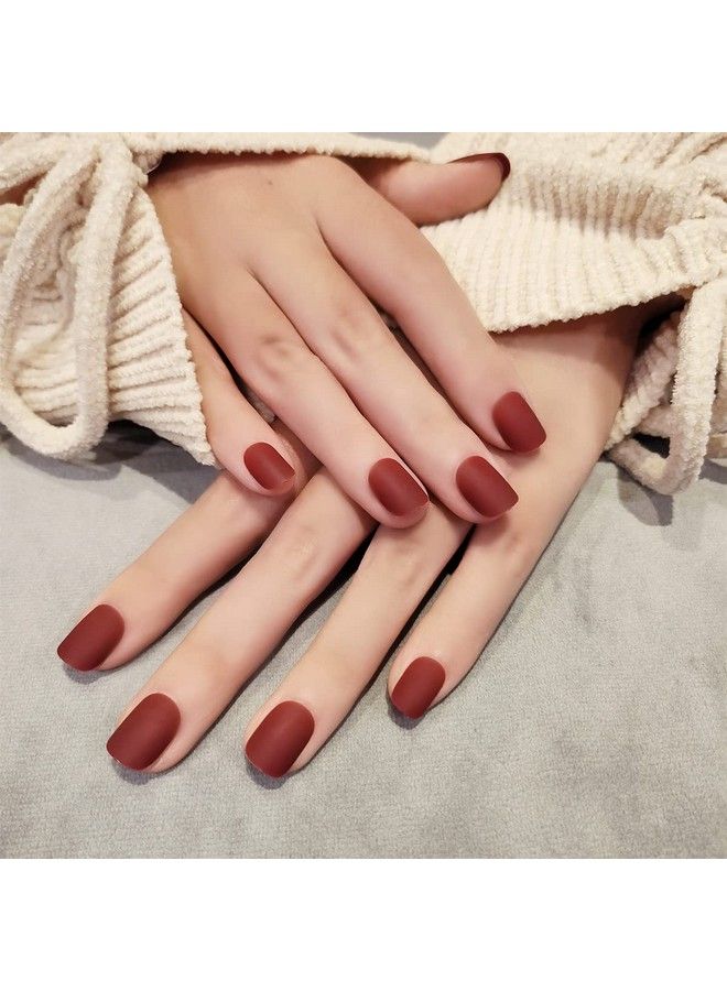 ANZAILALA Press On Nails Short Press On Manicure 24 Pcs Artificial Nail Jelly Glue On False Nails For Women Girls - Image 2