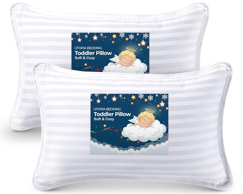 Utopia Bedding Youth Pillow (White, 2 Pack), 16x22 Kids Pillow for Sleeping, Soft and Breathable Cotton Blend Shell, Polyester Filling, Perfect for Kids Bed and Travel (Intended for Age 5 and up) - Image 1