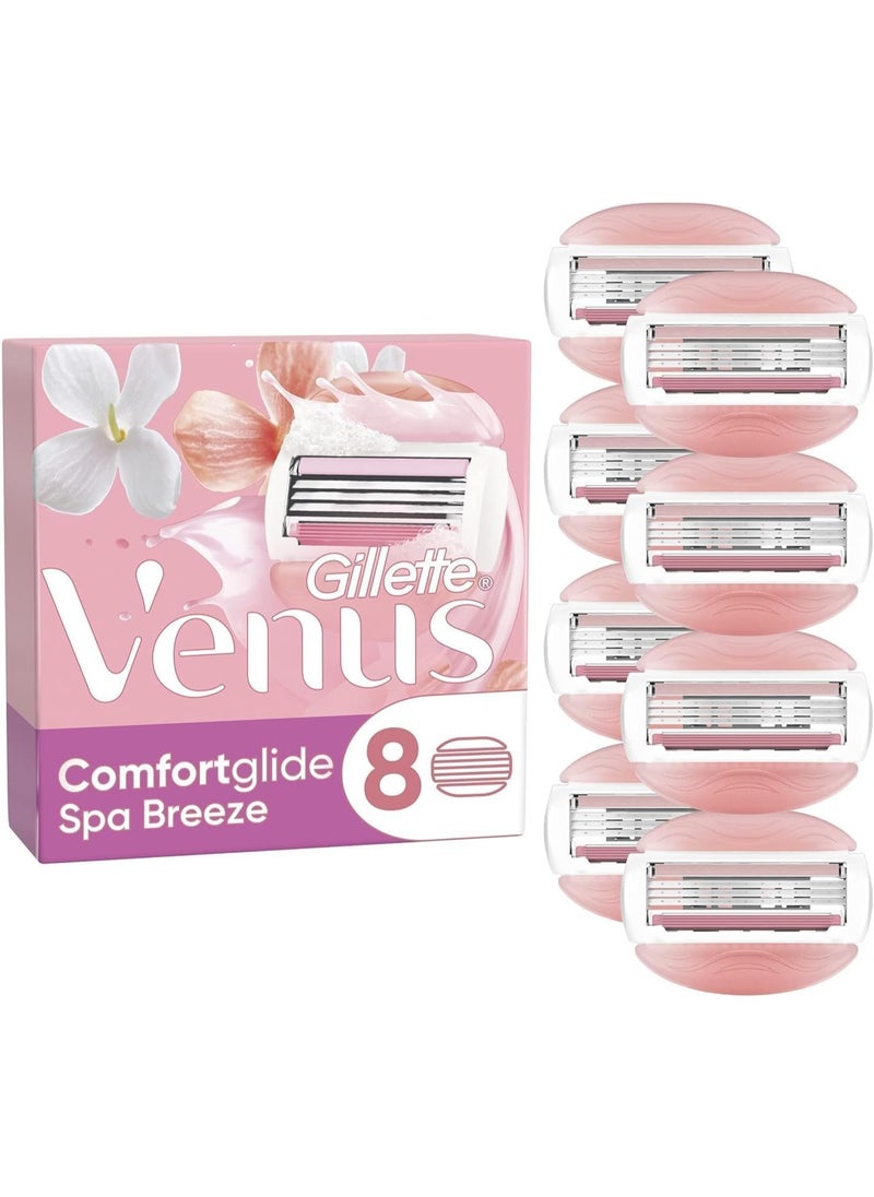 gillete - Gillette Venus ComfortGlide Spa Breeze Razor Blades Women, Pack of 8 Razor Blade Refills, Lubrastrip with A Touch of Botanical Oils - Image 1