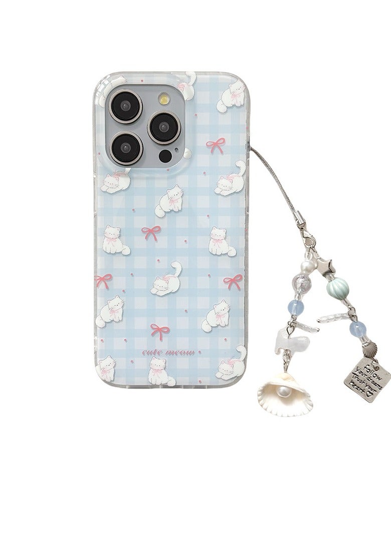 NIBEMINENT Protective TPU Case Cover For iPhone 16 Pro Max, Bows And Cat With Bracelet